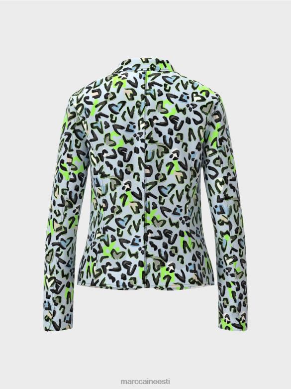 Marc Cain Riietus kohandatud bleiser kogu trükiga J8DT165 pehme pulber sinine