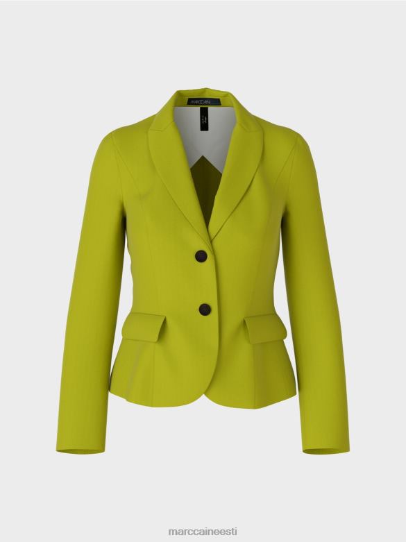 Marc Cain Riietus liibuv kitsa revääriga bleiser J8DT175 särav oliivroheline