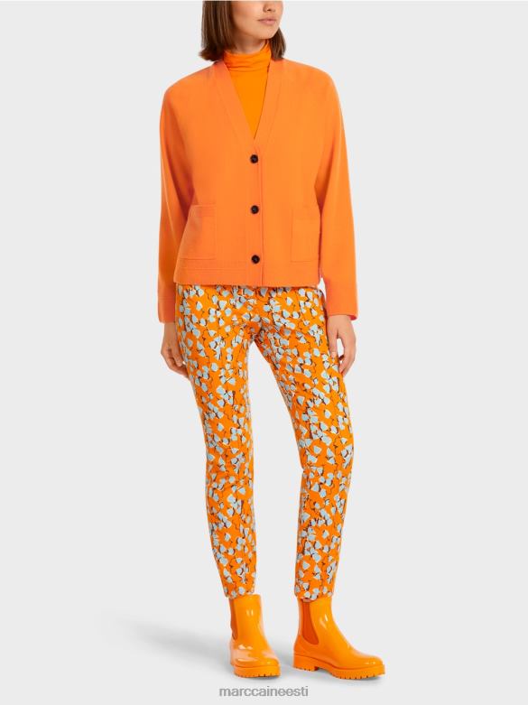 Marc Cain Riietus elegantne küljelõhikutega kardigan J8DT447 selge oranž
