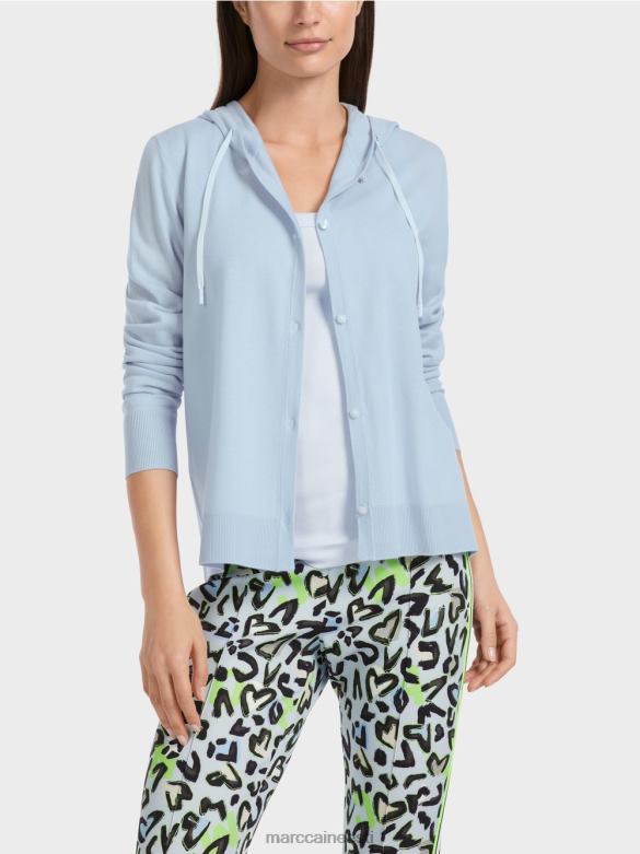 Marc Cain Riietus \"koos ümber mõtlema\" peenelt kootud kardigan J8DT328 pehme pulber sinine