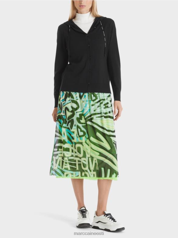 Marc Cain Riietus "koos ümber mõtlema" peenelt kootud kardigan J8DT339 must