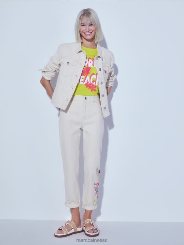 Marc Cain Riietus \"koos ümber mõtlema\" trükitud jope J8DT370 pehme linane