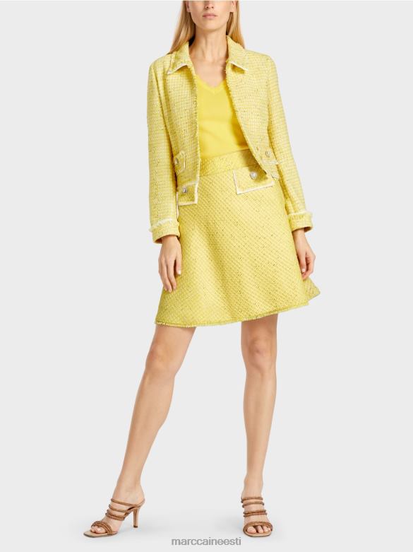 Marc Cain Riietus lühike jope boucle'ist J8DT375 sidruniroheline