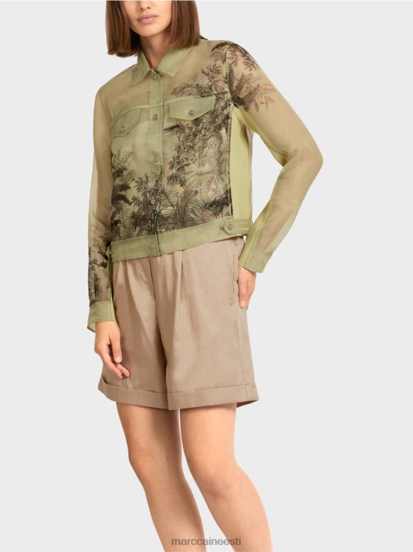 Marc Cain Riietus lillelise trükiga läbipaistev jakk J8DT396 pehme hingeõhk