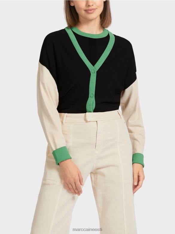 Marc Cain Riietus \"mõtle koos ümber\" värviplokiga kardigan J8DT436 must