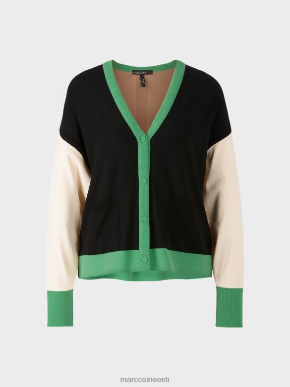 Marc Cain Riietus \"mõtle koos ümber\" värviplokiga kardigan J8DT436 must