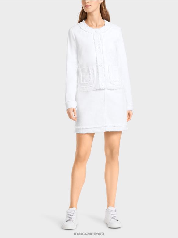 Marc Cain Riietus narmastega jakk lilleliste nööpidega J8DT371 valge