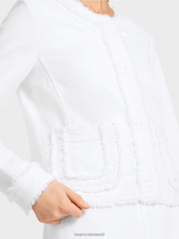 Marc Cain Riietus narmastega jakk lilleliste nööpidega J8DT371 valge