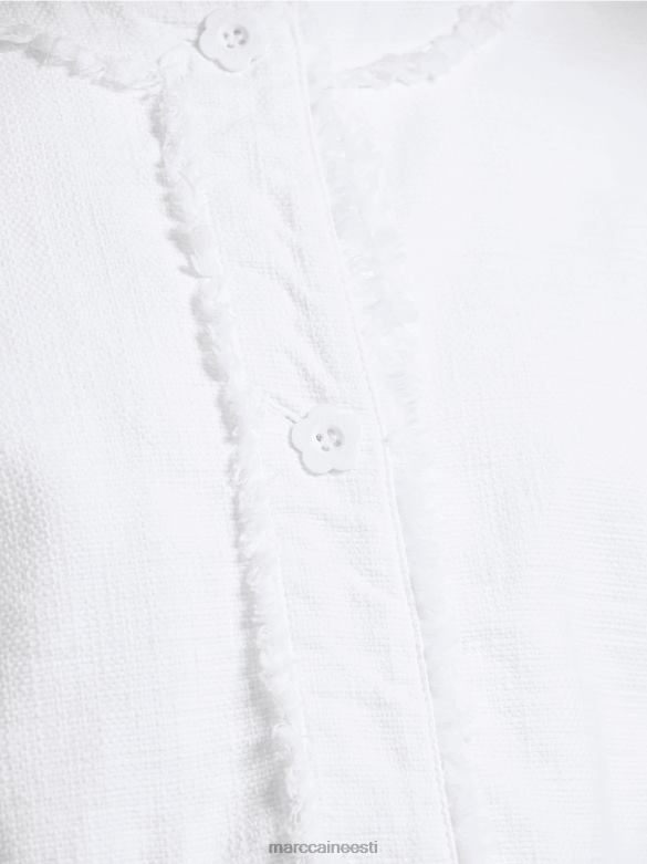 Marc Cain Riietus narmastega jakk lilleliste nööpidega J8DT371 valge