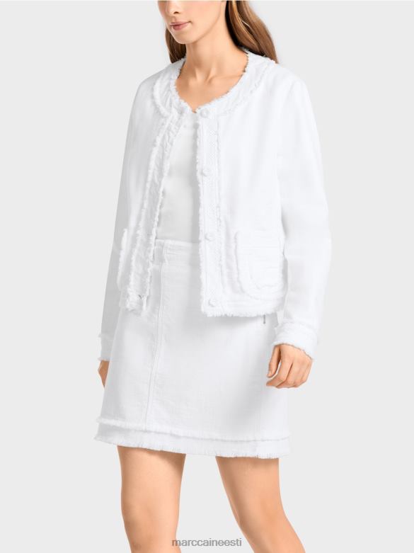 Marc Cain Riietus narmastega jakk lilleliste nööpidega J8DT371 valge