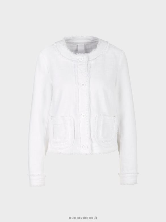 Marc Cain Riietus narmastega jakk lilleliste nööpidega J8DT371 valge