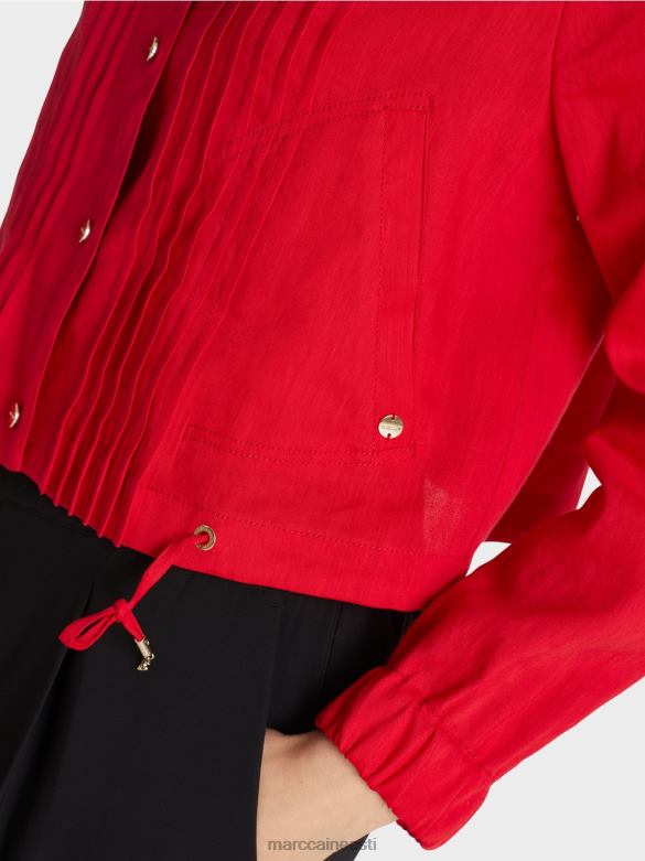 Marc Cain Riietus püstkraega linane jope J8DT356 sügav punane