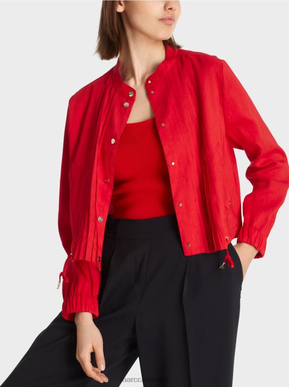 Marc Cain Riietus püstkraega linane jope J8DT356 sügav punane