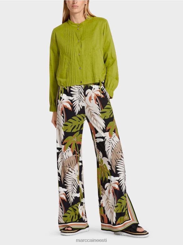 Marc Cain Riietus püstkraega linane jope J8DT383 sügav oliiviroheline