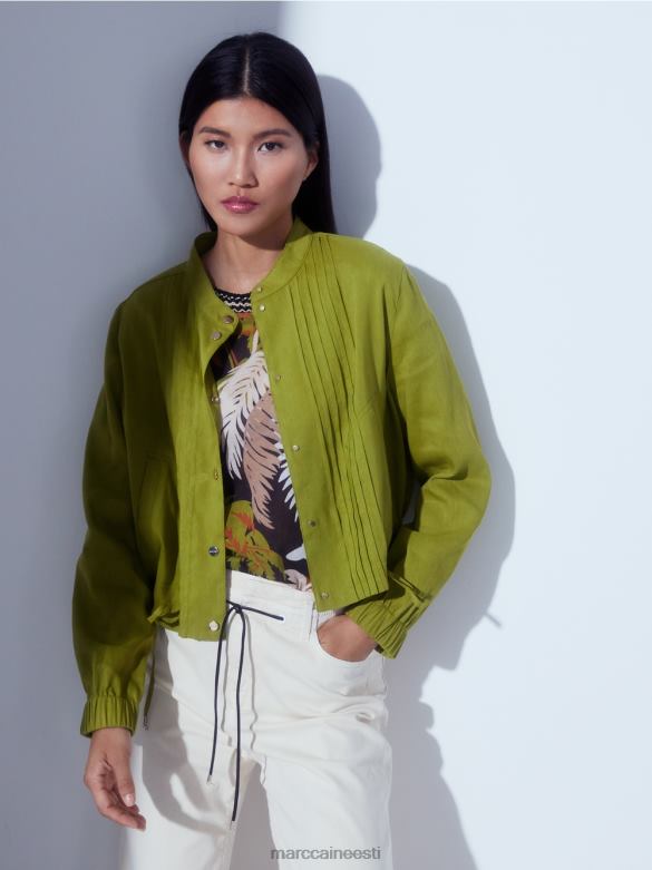 Marc Cain Riietus püstkraega linane jope J8DT383 sügav oliiviroheline