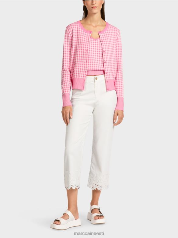 Marc Cain Riietus ruuduline kardigan "kootud Saksamaal" J8DT407 särav roosa