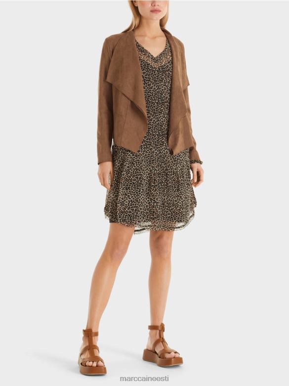 Marc Cain Riietus seemisnahast välimusega jakk J8DT423 sarapuupähkel