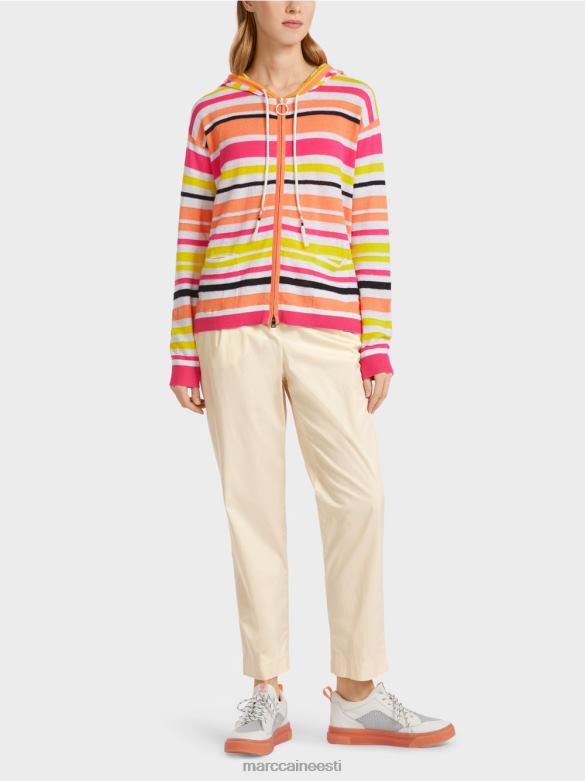 Marc Cain Riietus sportlik triipudega kardigan J8DT367 kerge limeaad