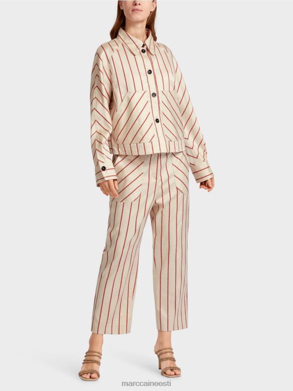 Marc Cain Riietus triibuline lüotselli jakk J8DT353 sügav punane