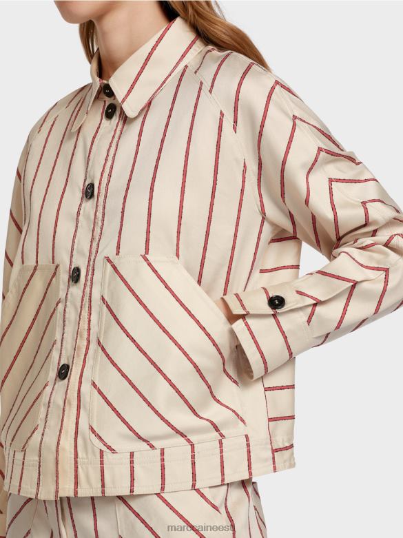 Marc Cain Riietus triibuline lüotselli jakk J8DT353 sügav punane