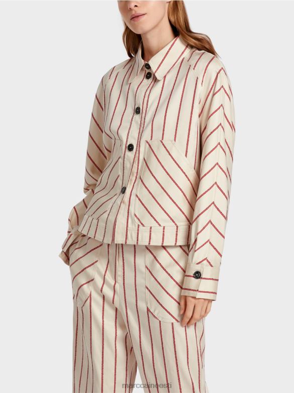 Marc Cain Riietus triibuline lüotselli jakk J8DT353 sügav punane