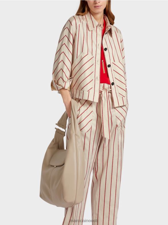 Marc Cain Riietus triibuline lüotselli jakk J8DT353 sügav punane