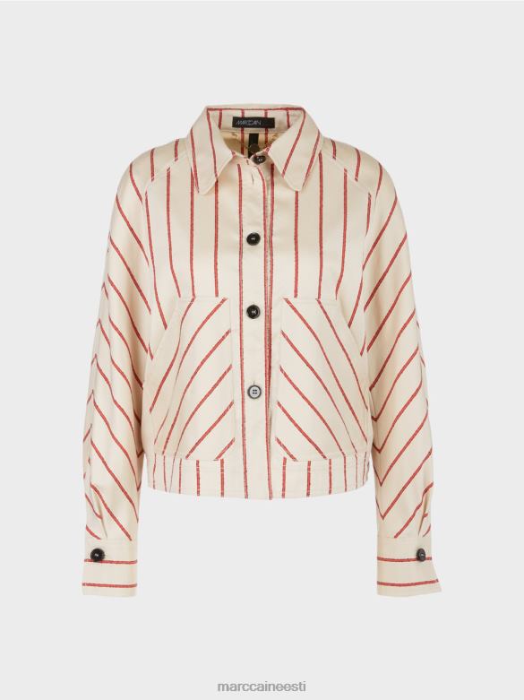 Marc Cain Riietus triibuline lüotselli jakk J8DT353 sügav punane