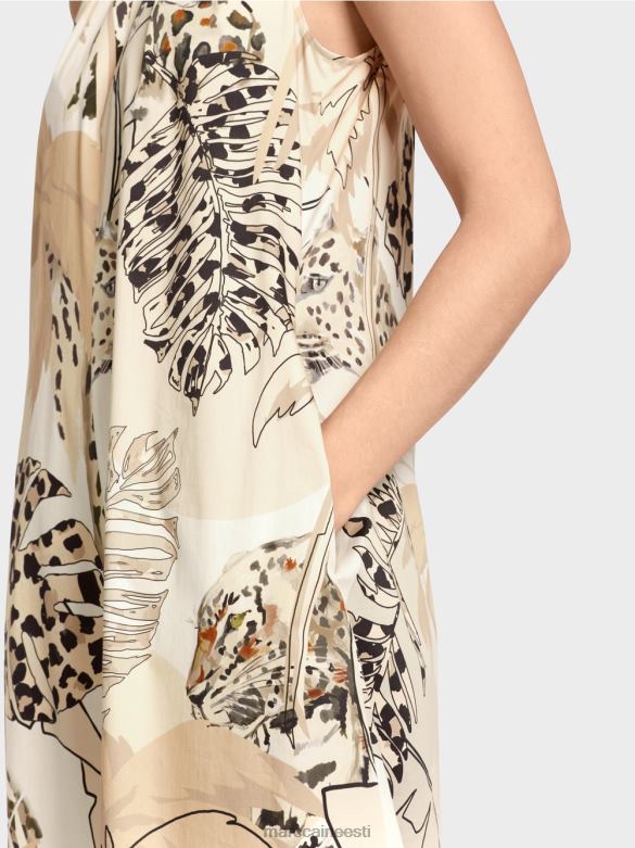 Marc Cain Riietus Lühikese lillelise mustriga kleit J8DT89 sügav liiv