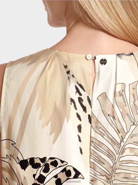 Marc Cain Riietus Lühikese lillelise mustriga kleit J8DT89 sügav liiv