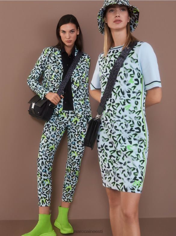 Marc Cain Riietus T-särk kleit \"kootud Saksamaal J8DT27 pehme pulber sinine