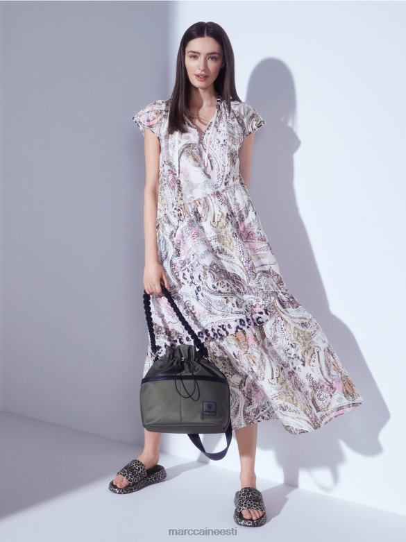 Marc Cain Riietus asümmeetriliste astmetega kleit J8DT98 määrdunudvalge