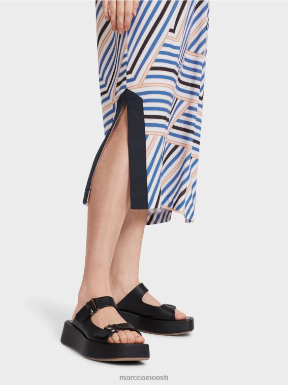 Marc Cain Riietus asümmeetriliste triipudega midi kleit J8DT52 taevasinine