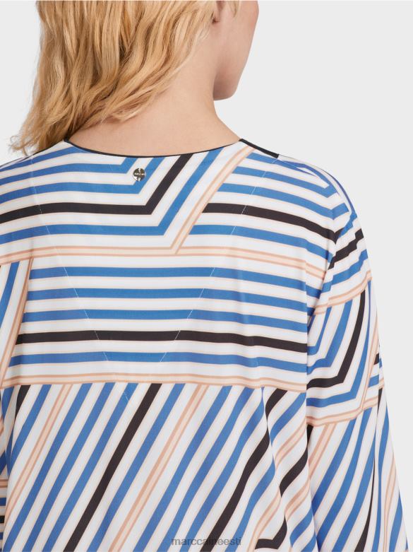 Marc Cain Riietus asümmeetriliste triipudega midi kleit J8DT52 taevasinine