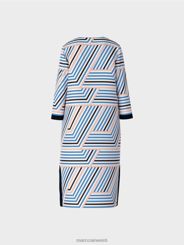 Marc Cain Riietus asümmeetriliste triipudega midi kleit J8DT52 taevasinine