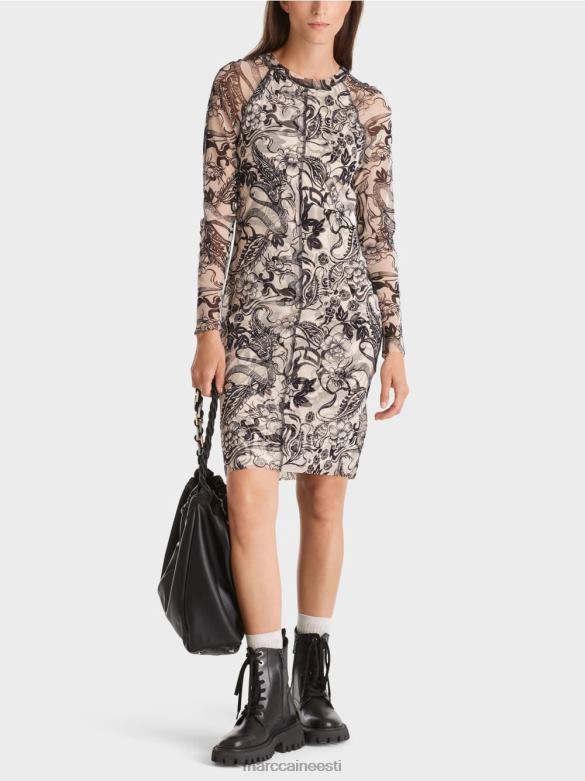 Marc Cain Riietus keha kallistav elastne tüllkleit J8DT1 mandliõis