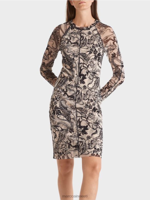 Marc Cain Riietus keha kallistav elastne tüllkleit J8DT1 mandliõis