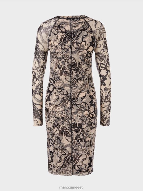 Marc Cain Riietus keha kallistav elastne tüllkleit J8DT1 mandliõis