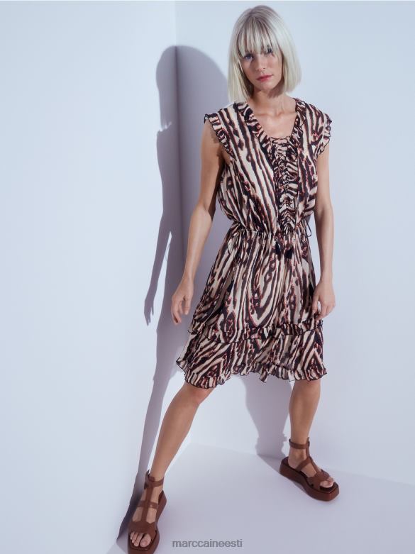 Marc Cain Riietus lühike viskooskrepist kleit J8DT59 sügav punane