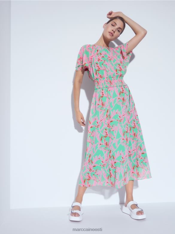 Marc Cain Riietus lillelise trükiga kleit J8DT106 särav jade