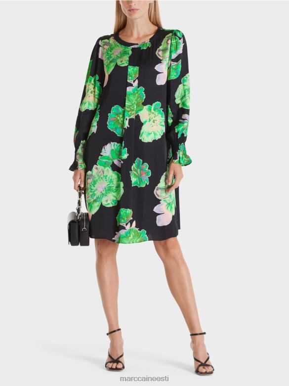 Marc Cain Riietus lillemustriga kleit J8DT13 must