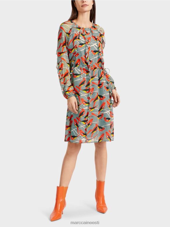 Marc Cain Riietus linnu disainiga kleit J8DT44 tume taevasinine