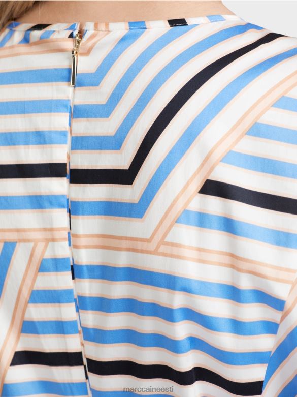 Marc Cain Riietus mänguline mc logoga triibuline kleit J8DT51 taevasinine