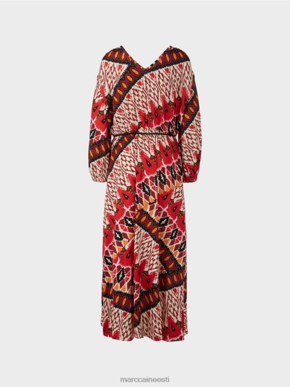 Marc Cain Riietus pikk kleit ülevalt trükiga J8DT64 sügav punane