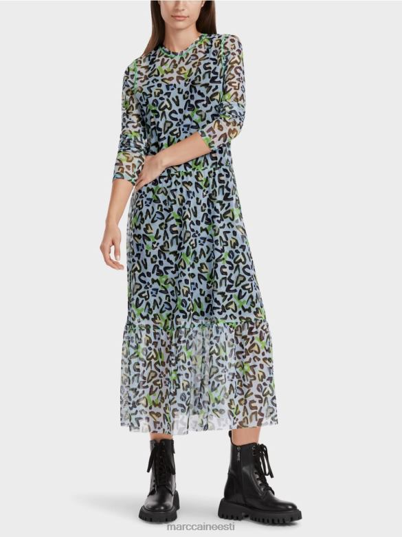 Marc Cain Riietus pikk kleit mitmetasandilise seelikuga J8DT26 pehme pulber sinine