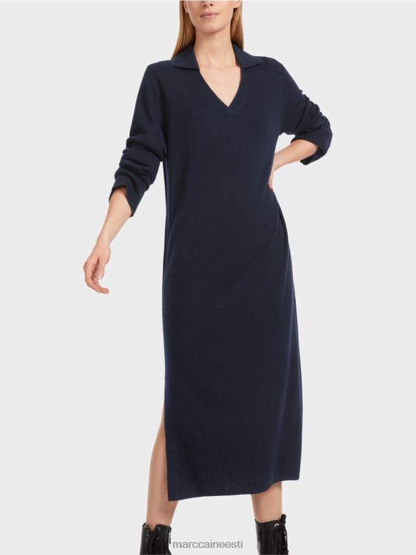 Marc Cain Riietus pikk kootud \"rethink together\" kleit J8DT5 kesköösinine