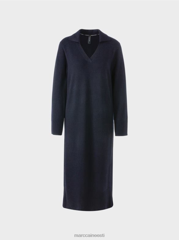 Marc Cain Riietus pikk kootud \"rethink together\" kleit J8DT5 kesköösinine