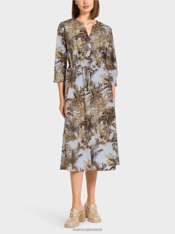 Marc Cain Riietus pinguldatud ülisuur kleit J8DT99 hele puuder sinine