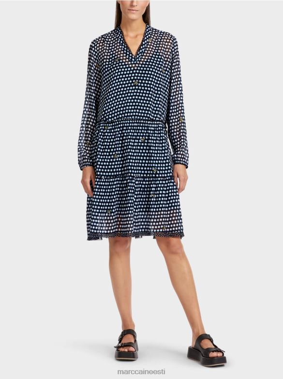 Marc Cain Riietus täpiline viskooskrepist kleit J8DT120 must
