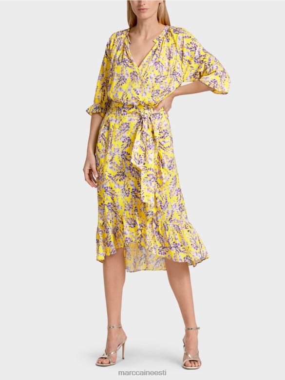 Marc Cain Riietus trükitud kleit ümbrisefektiga J8DT75 sidruniroheline