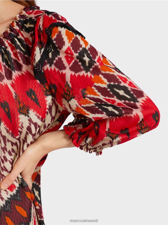 Marc Cain Riietus trükitud viskoosist minikleit J8DT65 sügav punane